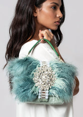 Feather Gemstone Clutch Bags Kate Hewko Sky Blue 