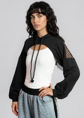 Fishnet Panel Hooded Shrug Layering Pieces Kate Hewko 
