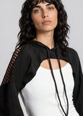 Fishnet Panel Hooded Shrug Layering Pieces Kate Hewko 