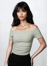 Fitted Off Shoulder Cropped Tee Tees Kate Hewko 