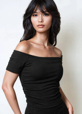 Fitted Off Shoulder Cropped Tee Tees Kate Hewko 