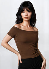 Fitted Off Shoulder Cropped Tee Tees Kate Hewko 