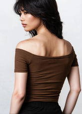 Fitted Off Shoulder Cropped Tee Tees Kate Hewko 