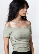 Fitted Off Shoulder Cropped Tee Tees Kate Hewko 