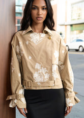 Floral Embroidered Cropped Trench Outerwear Kate Hewko 