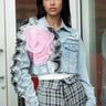 Floral Ruffle Cropped Denim Jacket Outerwear Kate Hewko 