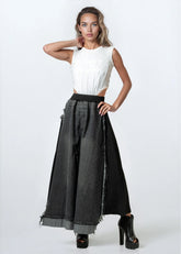 Frayed Hem Denim Panel Skirt Skirts Kate Hewko 