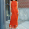 Fringe Hem Bodycon Dress Dresses Kate Hewko Rust One size 