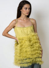 Gem Embellished Tiered Tulle Tank Tank Tops Kate Hewko 