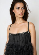 Gem Embellished Tiered Tulle Tank Tank Tops Kate Hewko 