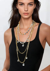 Gemstone Drip Layered Chain Necklace Necklaces Kate Hewko 