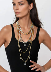 Gemstone Drip Layered Chain Necklace Necklaces Kate Hewko 