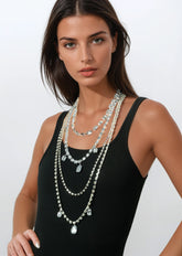 Gemstone Drip Layered Chain Necklace Necklaces Kate Hewko Silver 