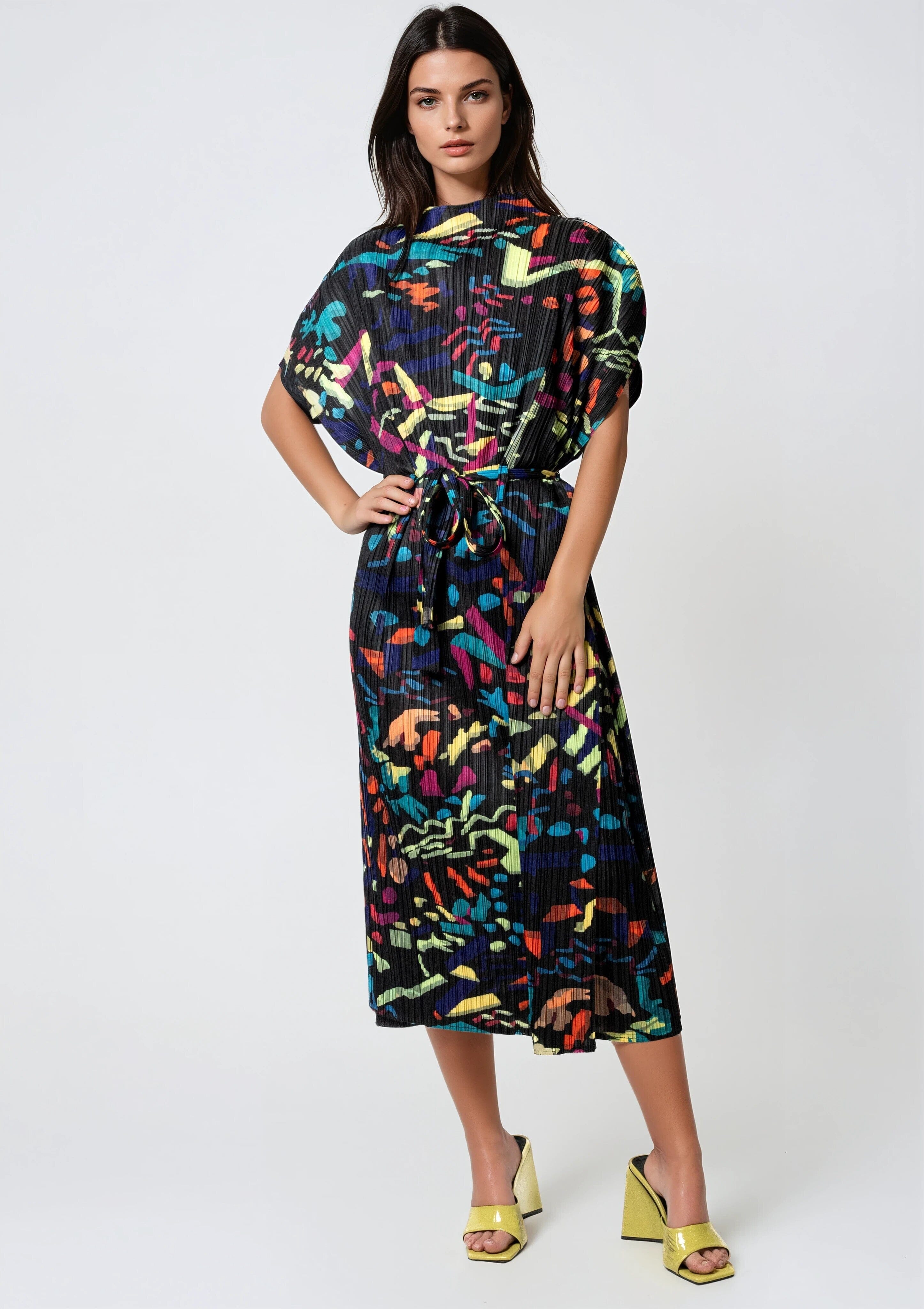 Geometric Belted Dress Geometric Belted Dress