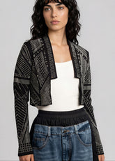Geometric Rhinestone Cropped Cardigan Cardigans Kate Hewko 