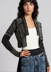 Geometric Rhinestone Cropped Cardigan Cardigans Kate Hewko 