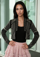 Geometric Rhinestone Cropped Cardigan Cardigans Kate Hewko 
