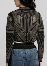 Geometric Rhinestone Cropped Cardigan Cardigans Kate Hewko 