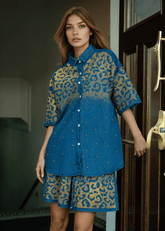 Gold Animal Print Denim Set Two Piece Sets Kate Hewko Multicolor One size 