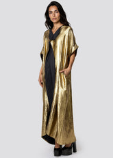 Gold Batwing Sleeve Maxi Dress Dresses Kate Hewko 