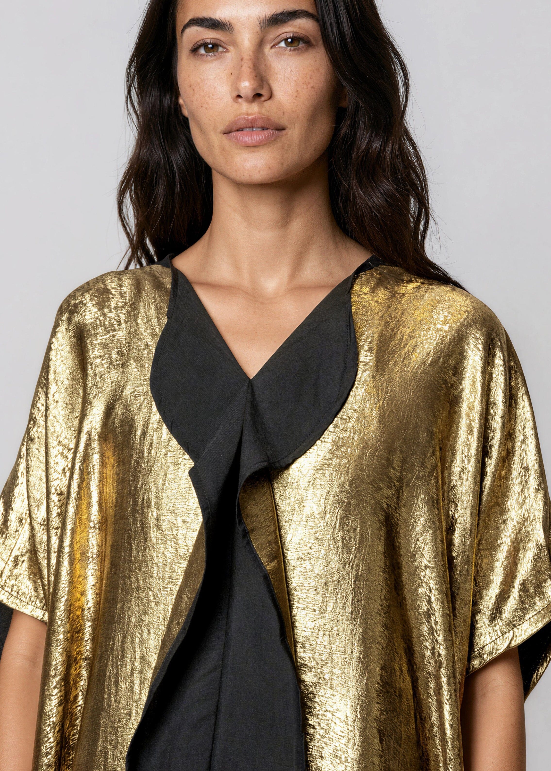 gold batwing dress Rabia Gold Metallic Elasticated Batwing Kaftan Dress House Of Haniya
