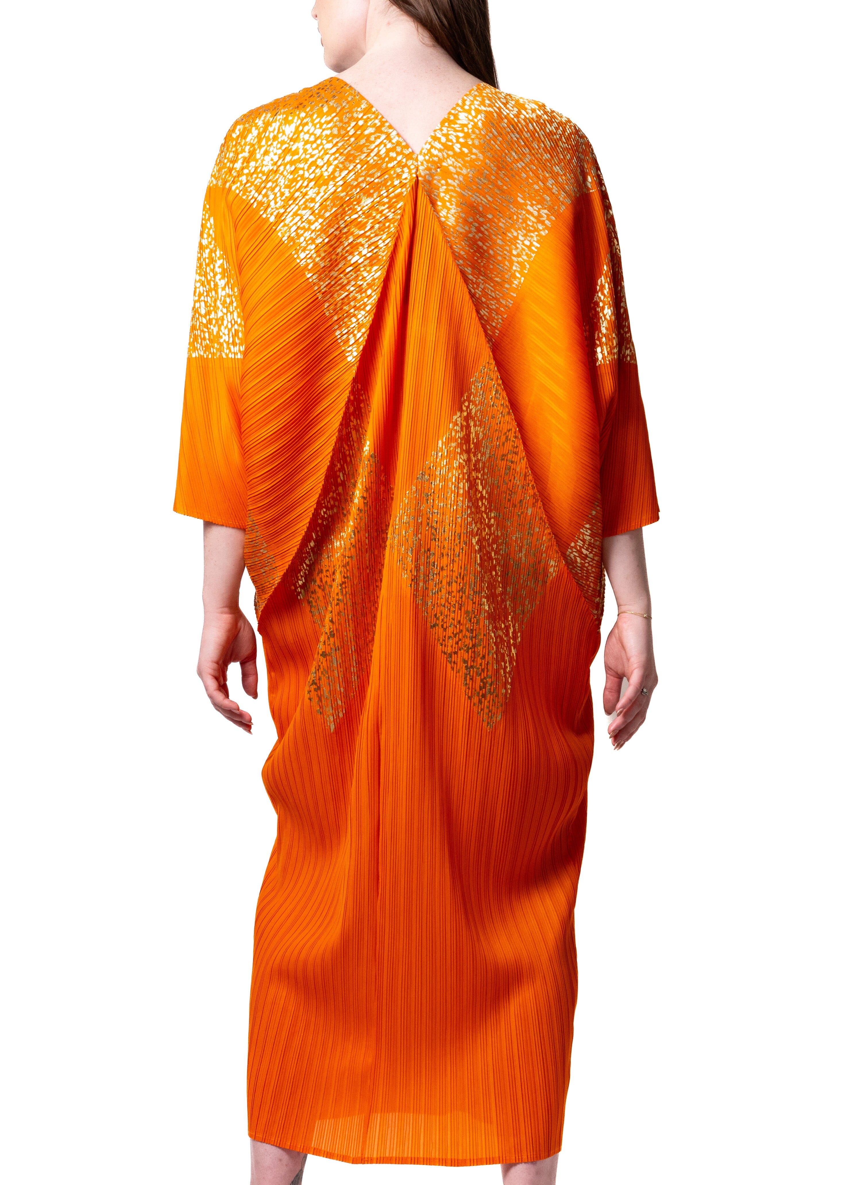 orange geometric dress Orange Boho Geometric Printed Long Sleeve Maxi Dress Orange / S / 100%Polyester