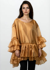Gold Metallic Ruffle Tunic Tunics Kate Hewko 