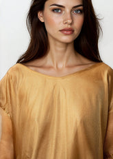 Gold Metallic Ruffle Tunic Tunics Kate Hewko 