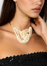 Gold Pearl Knotted Choker Necklaces Kate Hewko 