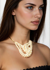 Gold Pearl Knotted Choker Necklaces Kate Hewko 