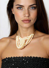 Gold Pearl Knotted Choker Necklaces Kate Hewko 