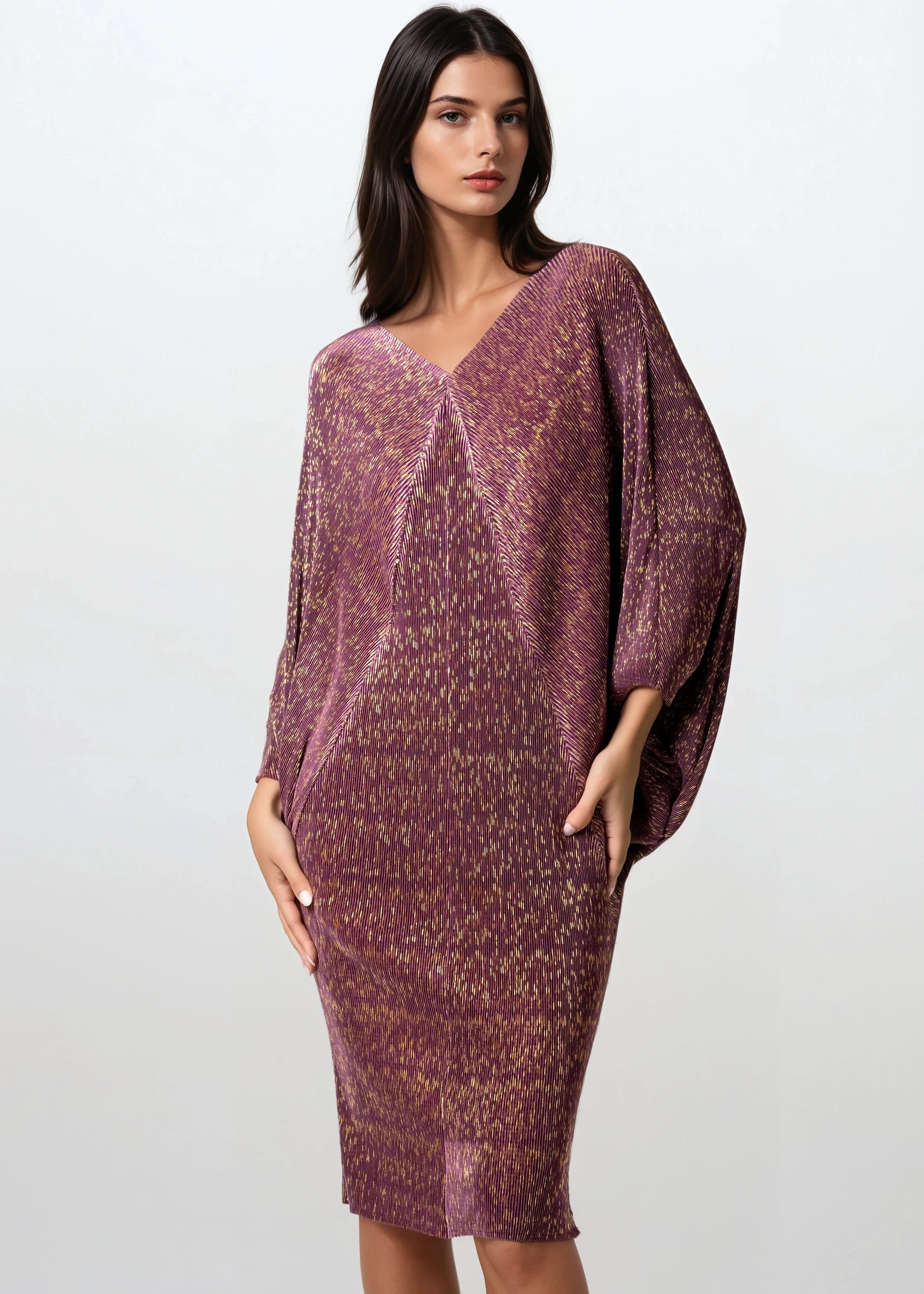 Gold Threaded Glam Dress - Kate Hewko Purple / One Size Gold Threaded Glam Dress - Kate Hewko Purple / One Size