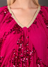 Gold Trim Sequin Batwing Dress Dresses Kate Hewko 