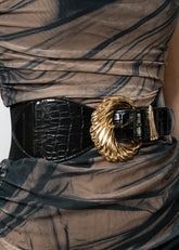 Golden Buckle Vegan Leather Belt Belts Kate Hewko 