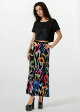 Graffiti Heart Pleated Skirt Skirts Kate Hewko 