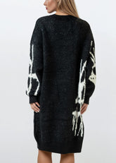 Graffiti V-Neck Fuzzy Sweater Dress Sweaters Kate Hewko 