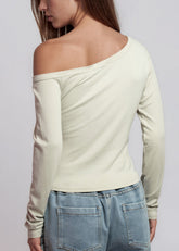 Grunge Print Off Shoulder Top Long Sleeve Tees Kate Hewko 