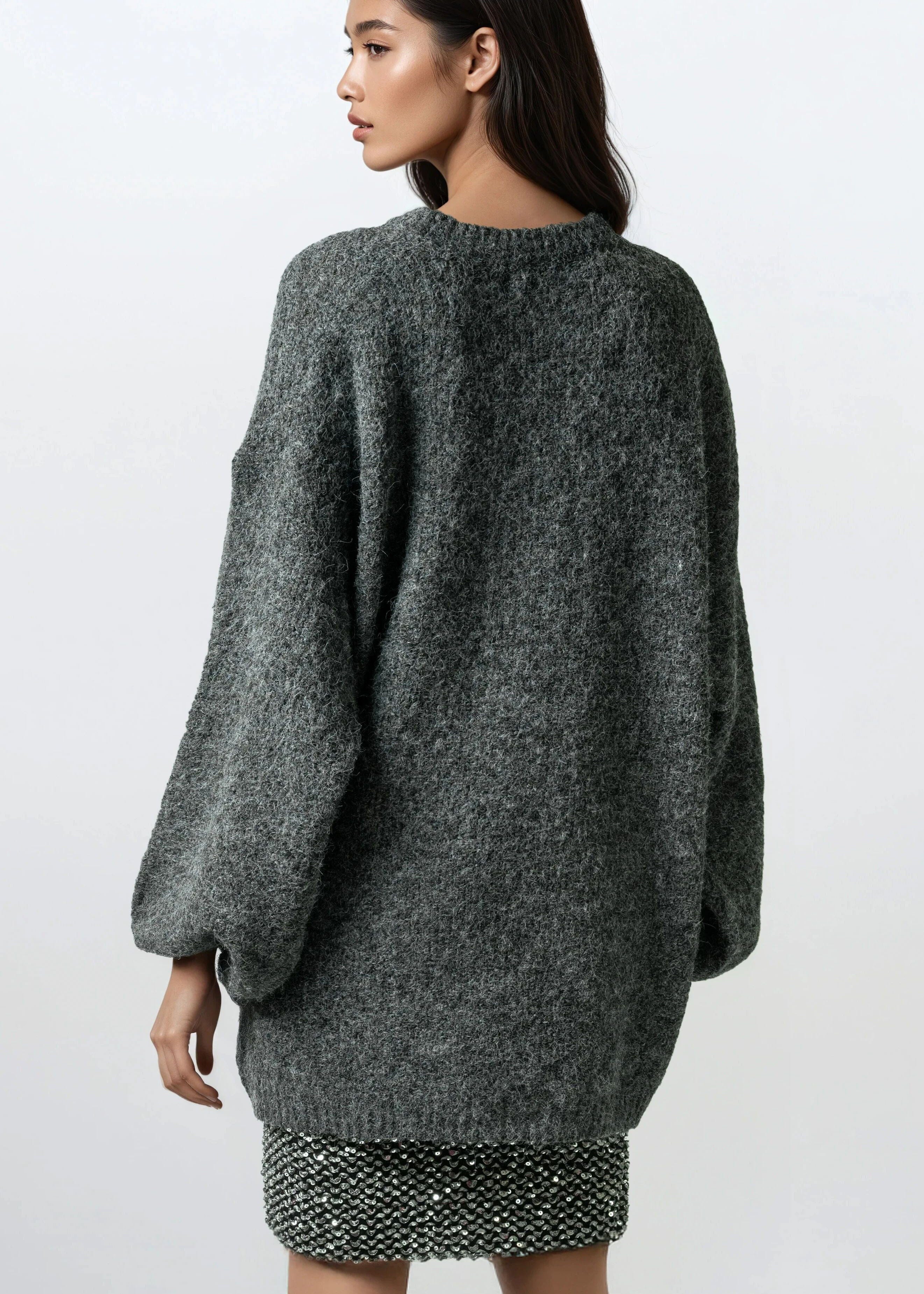 balloon sleeve knit dress Maria Balloon Sleeve Sweater Dress