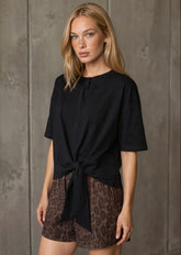 Hip Tie Short Sleeve Tee Tees Kate Hewko Black One size 