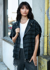 Hooded Drawstring Athleisure Vest Vests Kate Hewko 