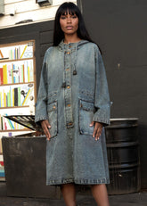 Hooded Utility Denim Jacket Outerwear Kate Hewko Light Denim One size 