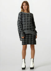 Houndstooth Knitted Skirt Set Two Piece Sets Kate Hewko 