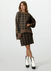 Houndstooth Knitted Skirt Set Two Piece Sets Kate Hewko 