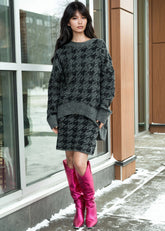 Houndstooth Knitted Skirt Set Two Piece Sets Kate Hewko 