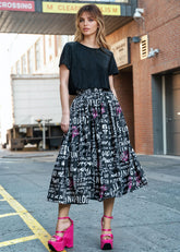 KH Graffiti Print Skirt Skirts Kate Hewko Black XS 