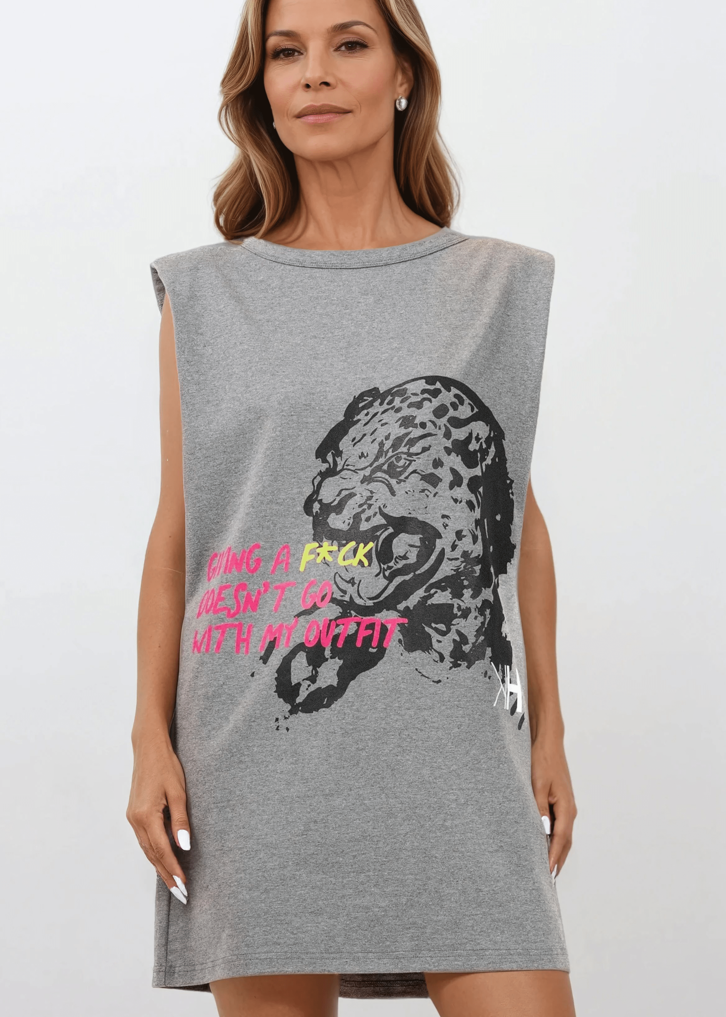 KH Graphic Tank Dress - Kate Hewko Grey / S KH Graphic Tank Dress - Kate Hewko Grey / S