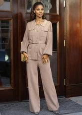 Knitted Utility Pant Set Two Piece Sets Kate Hewko Khaki One size 