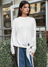 Knot Front Long Sleeve Top Long Sleeve Tees Kate Hewko 