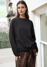 Knot Front Long Sleeve Top Long Sleeve Tees Kate Hewko 