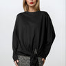 Knot Front Long Sleeve Top Long Sleeve Tees Kate Hewko Black One size 
